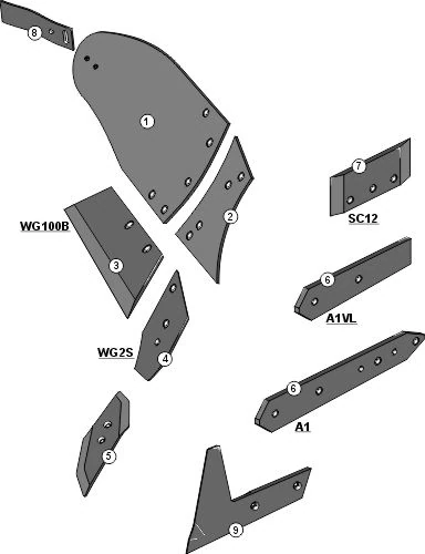 Explosionszeichnung Lemken Pflugkörper Typ NBU1B